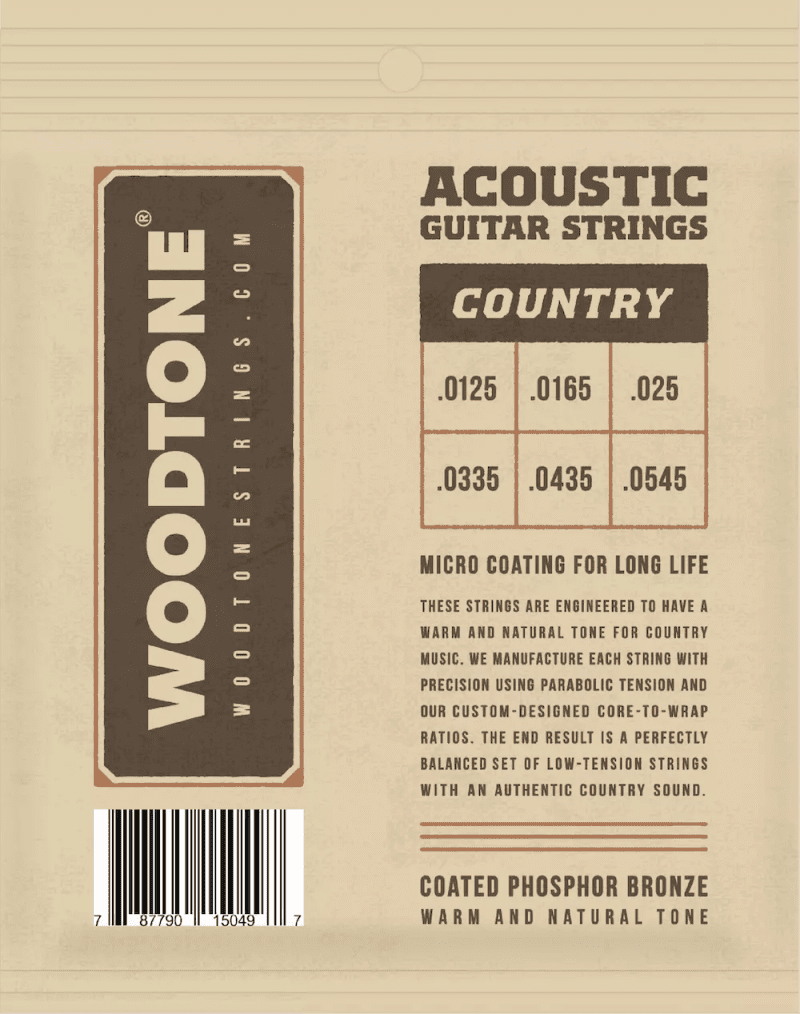 woodtone strings country series acoustic guitar flowpack back